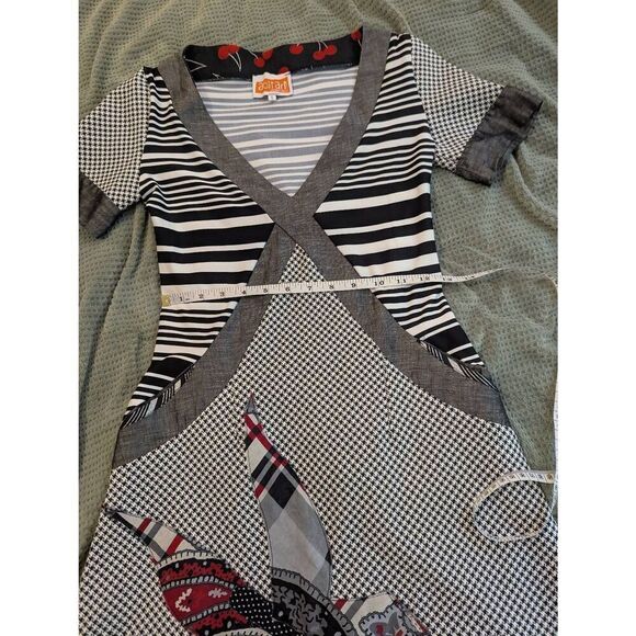 Abitart Vanessa Foglia Women's Small Grey Black Butterfly Embroidered Dress Mini - Picture 4 of 7